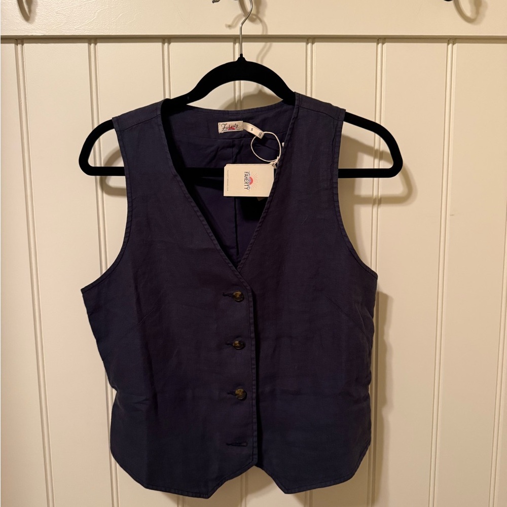 Faherty Navy Blue Women's Vest Top